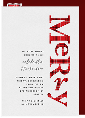 'Plaid Merry' Christmas Party Invitation