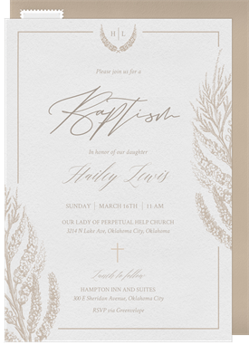 'Soft Floral Monogram' Baptism Invitation