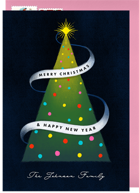 'Retro Christmas Tree Banner' Christmas Greetings Card