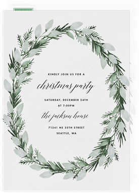 'Wintery Wreath' Holiday Party Invitation