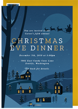 'Snowy Town' Christmas Party Invitation