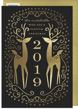 'Whimsical Deer' Holiday Greetings Card