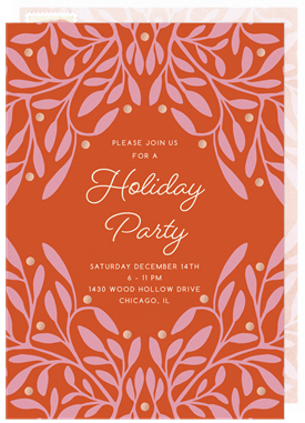 'Curling Leaves' Holiday Party Invitation
