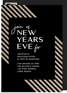 'Glitter Diagonal' New Year's Party Invitation