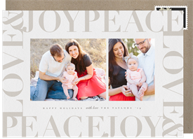 'Peace Love Joy Border' Holiday Greetings Card