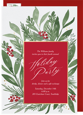 'Greenery Frame' Holiday Party Invitation