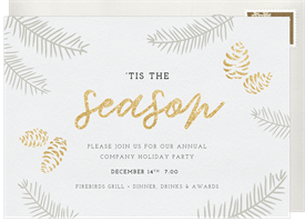 'Glitter Pinecones' Business Holiday Party Invitation