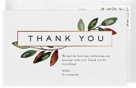 'Magnolia Leaves' Wedding Thank You Note