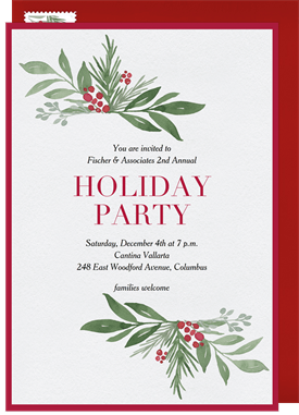 'Seasonal Evergreens' Business Holiday Party Invitation