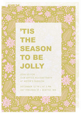 'Poinsettia Pattern' Christmas Party Invitation