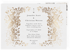 'Golden Botanical Romance' Wedding Invitation