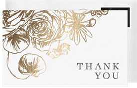 'Golden Poppies' Wedding Thank You Note