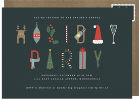 'Festive Party Icons' Holiday Party Invitation