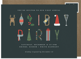 'Festive Party Icons' Business Holiday Party Invitation