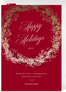 'Sparkling Holiday Wreath' Holiday Greetings Card