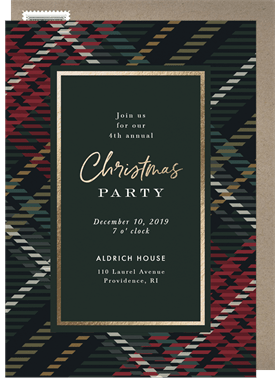 'Christmas Plaid' Holiday Party Invitation