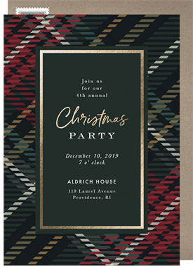 'Christmas Plaid' Christmas Party Invitation