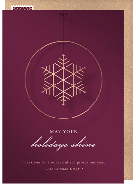 'Snowflake Ornament' Business Holiday Greetings Card