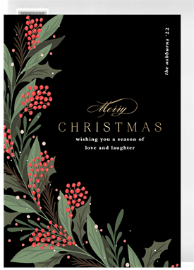 'Foiled Winter Berries' Christmas Greetings Card