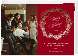 'Sparkling Holiday Wreath' Business Holiday Greetings Card