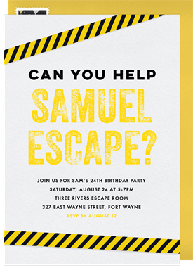 'Escape Room' Adult Birthday Invitation