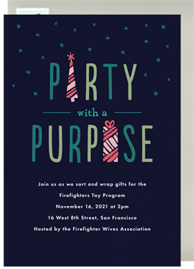 'Party With A Purpose' Holiday Party Invitation