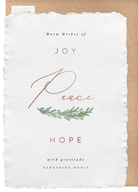 'Joy Peace Hope' Business Holiday Greetings Card