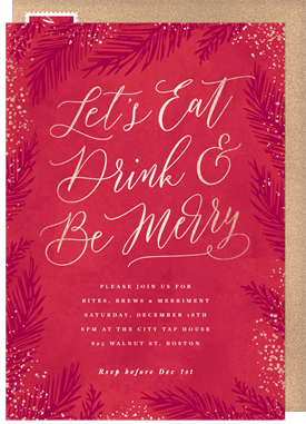 'Eat, Drink, Be Merry' Holiday Party Invitation