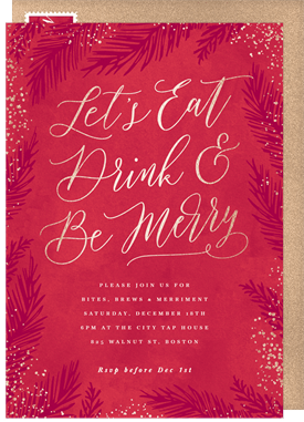 'Eat, Drink, Be Merry' Christmas Party Invitation