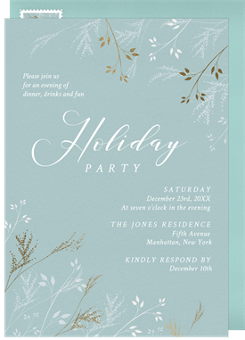 'Delicate Pine Boughs' Holiday Party Invitation
