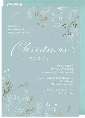 'Delicate Pine Boughs' Christmas Party Invitation