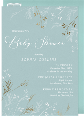 'Delicate Pine Boughs' Baby Shower Invitation