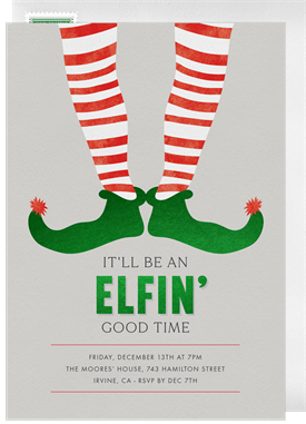 'Elfin' Good Time' Holiday Party Invitation