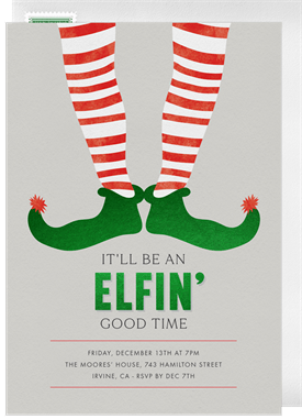 'Elfin' Good Time' Christmas Party Invitation