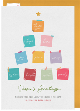 'Festive Sticky Notes' Business Holiday Greetings Card