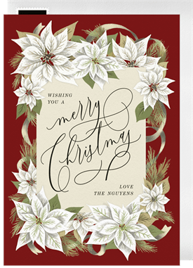'Elegant Poinsettias' Holiday Greetings Card