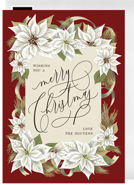 'Elegant Poinsettias' Christmas Greetings Card