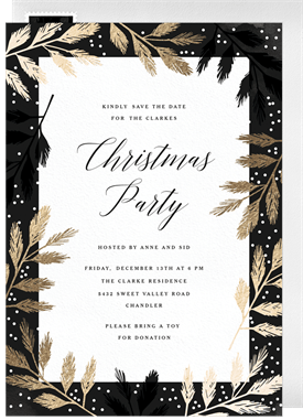 'Foiled Pine Branches' Holiday Party Save the Date