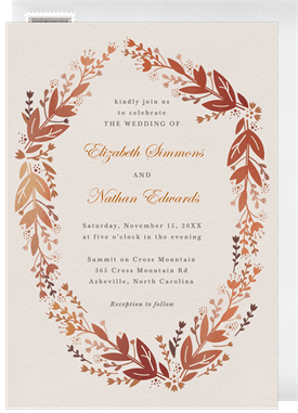 'Hand Drawn Wreath' Wedding Invitation