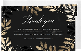 'Foiled Branches' Wedding Thank You Note