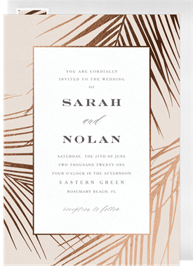 'Guilded Palm Fronds' Wedding Invitation