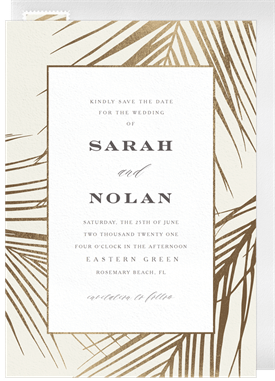 'Guilded Palm Fronds' Wedding Save the Date