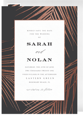 'Guilded Palm Fronds' Wedding Save the Date