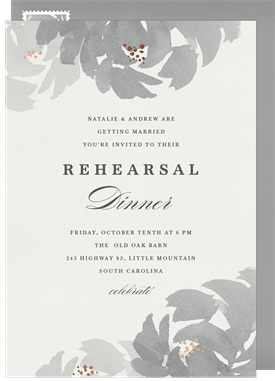 'Watercolor Floral Blooms' Rehearsal Dinner Invitation