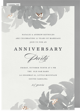 'Watercolor Floral Blooms' Anniversary Party Invitation