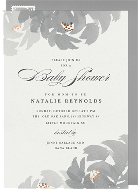 'Watercolor Floral Blooms' Baby Shower Invitation