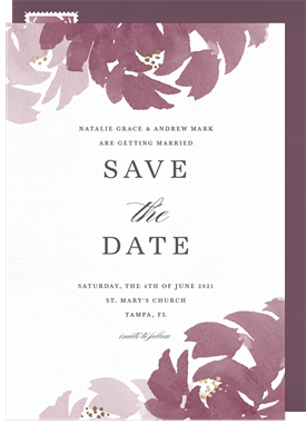 'Watercolor Floral Blooms' Wedding Save the Date