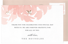 'Watercolor Floral Blooms' Wedding Thank You Note