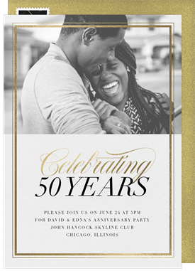 'Gold Frame' Anniversary Party Invitation