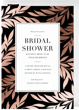 'Rose Gold Leaves' Bridal Shower Invitation